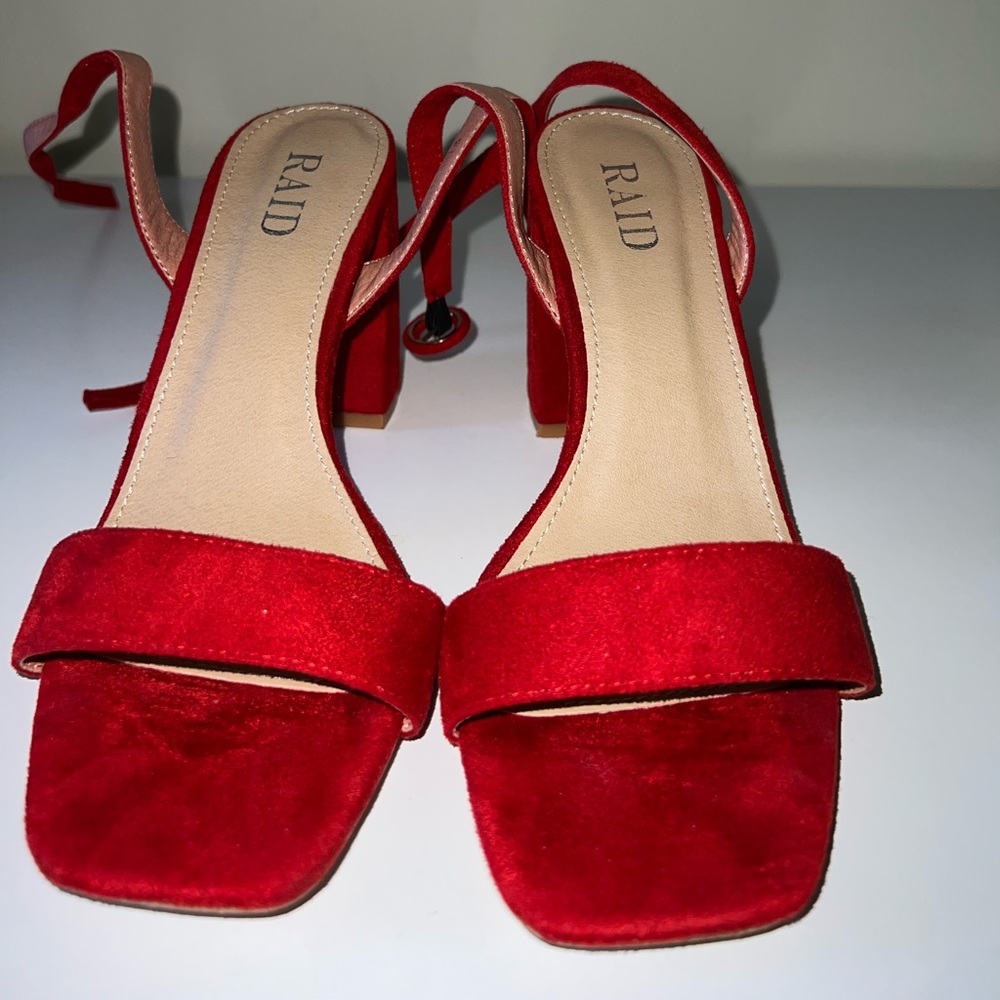 Red suede heels!!